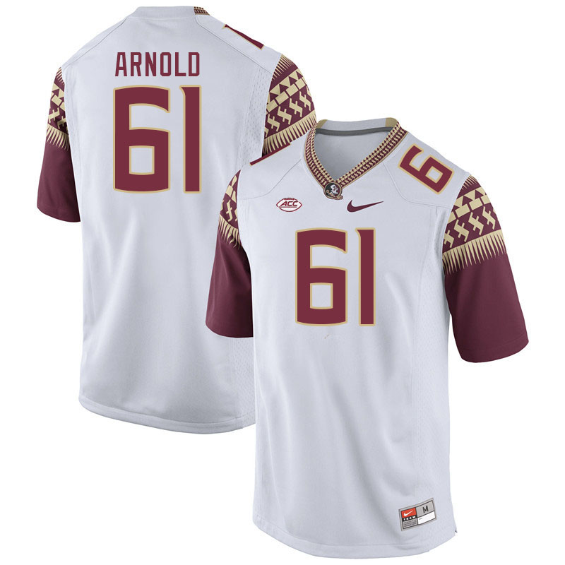 Men #61 Mason Arnold Florida State Seminoles College Football Jerseys Stitched Sale-White